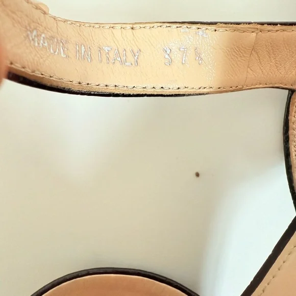 Prada Black Embossed Croc effect leather Quarter strap platform sandals EU 37.5 - Picture 7 of 9